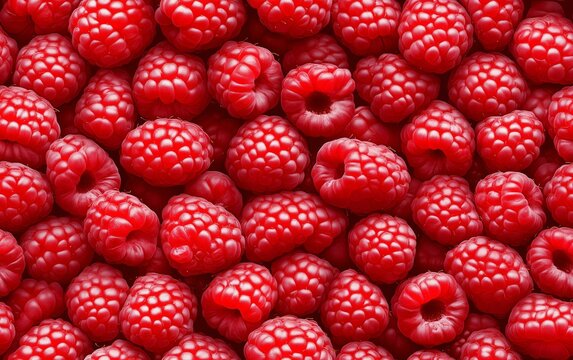 Close-Up of Fresh Red Raspberries - A Delicious Summer Treat, tileable seamless texture pattern for packaging