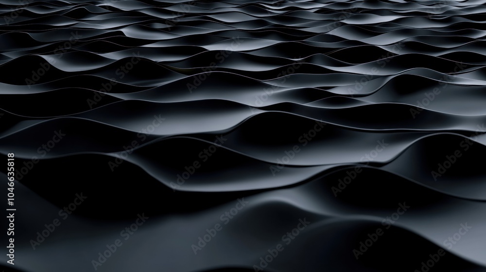 Poster abstract texture of wavy black surfaces creating a fluid and modern aesthetic for backgrounds or des