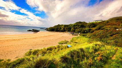 Low High speed FPV Flight over a beach at the west coast of Ireland - A calm and serene beach scene...