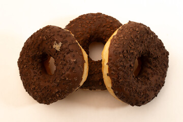 chocolate donuts isolated on white