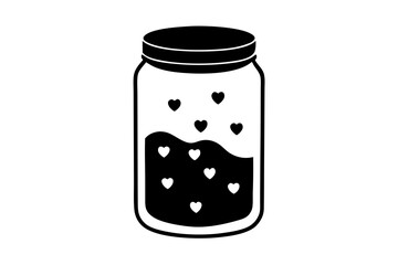 A jar filled with hearts.Valentines Day icon set vector illustration.