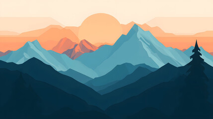 Mountain sunset view