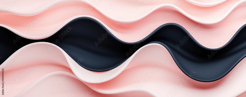Poster abstract wave patterns in pink and black create a modern, fluid design ideal for backgrounds or arti