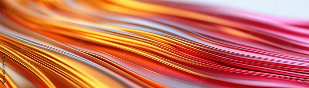 Poster vibrant abstract waves in shades of orange and pink, creating a dynamic and colorful visual flow.