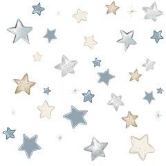 Seamless pattern with stars. Mystic black and white illustration. Good for textile, yoga mat, underwear, notebook cover, wrapping paper, invitation, card, scrapbook, poster. Cartoon style 