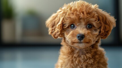 Adorable Poodle puppy groomed in a fancy haircut, 4K hyperrealistic photo