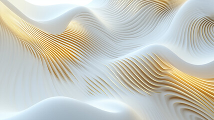 astarte.ai: 3D Render of White and Gold Flowing Abstract Waves