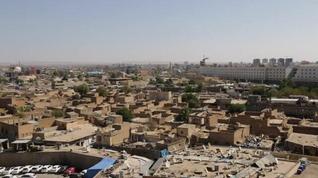 Looking Across Old Town Towards The Citadel, Erbil, Kurdistan, Iraq