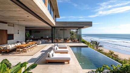 Fototapeta premium Beach house with a large patio.