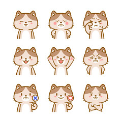 Fototapeta premium かわいい猫の顔 アイコン キャラクター