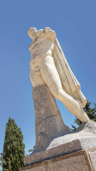 Obraz premium Statue of Marcus Ulpius Traianus, better known as Trajan, the first Roman emperor born outside of Italy, honored in the local art and monuments at Italica, Santiponce, Andalucia, Spain