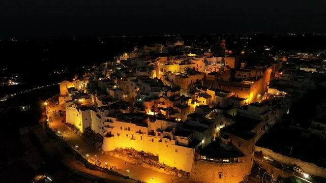 View from above of the ancient city of Ostuni, Puglia, Salento, Italy