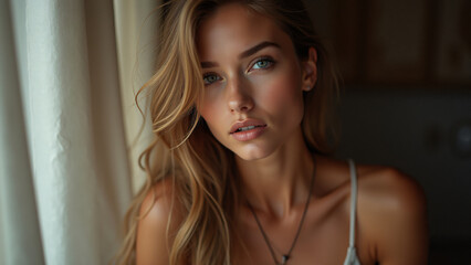 Naklejka premium Woman with long hair.