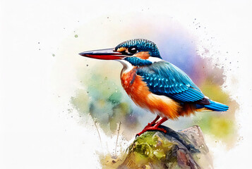 Kingfisher in watercolor style