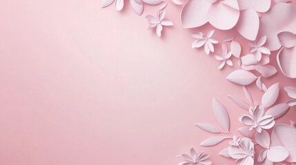 Photo of, Pink background with minimalistic floral patterns for design, banner template