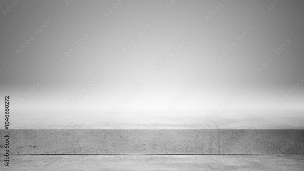Poster empty table top with white concrete wall. abstract pattern of concrete wall
