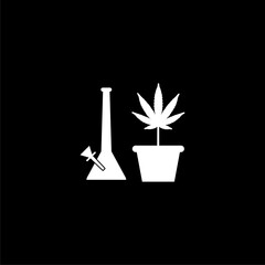 Marijuana equipment icon isolated on black background.