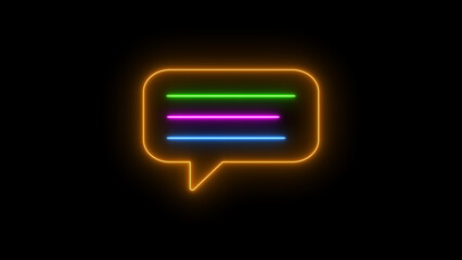 Neon, Glowing Chat icon. Speech Bubble Icon for Communication, Online Chat, and Customer Service - Minimalist Line Art for Conversations, Q&A, and Social Media Discussions in Business, Politics.