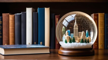Beautifully crafted city-themed snow globe on a wooden base, ideal as a travel souvenir and for collectors