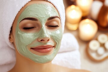 Tranquil spa day with facial mask candles