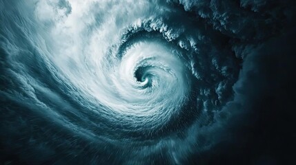 Spiral ocean wave with dramatic clouds in a mesmerizing, powerful display.
