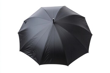 Aerial view of a classic umbrella in black color, isolated on white background.