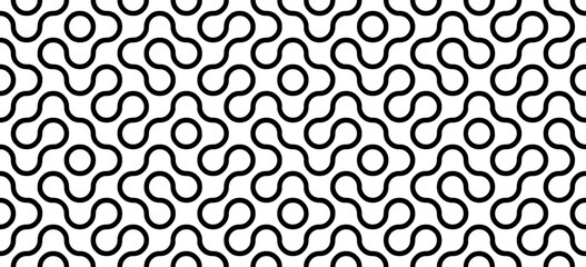 Metaball seamless pattern. Organic blobs, fluid drops or molecules isolated on white background. Modern abstract wallpaper. Vector graphic illustration