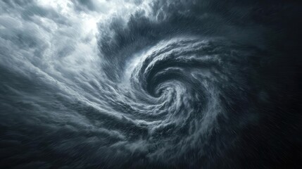 Dramatic swirling clouds creating a vortex, dark and moody atmosphere.