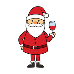 Santa Claus holding a glass of red wine 
