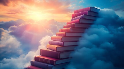 Books create a stairway to the clouds