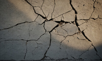 Obraz premium Cracked stucco wall texture with shadows