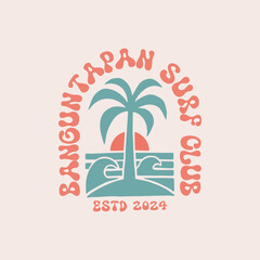 Naklejka premium Vintage surf design template for surf club, surf shop, surf merch.