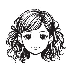 Beautiful, girl face vector, girl hairstyle, hairstyle vector, Silhouette Vector Illustration on White Background