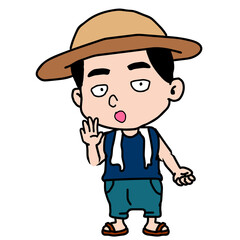 cartoon farmer with a hat