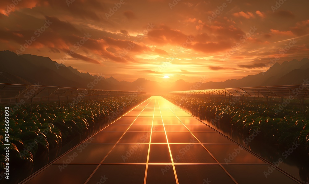 Poster high-efficiency solar energy processing facility in desert with ai-driven systems and robotic arms
