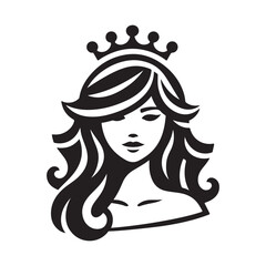Beautiful, girl face vector, girl hairstyle, hairstyle vector, Silhouette Vector Illustration on White Background