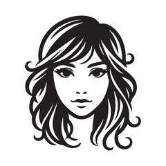 Beautiful, girl face vector, girl hairstyle, hairstyle vector, Silhouette Vector Illustration on White Background