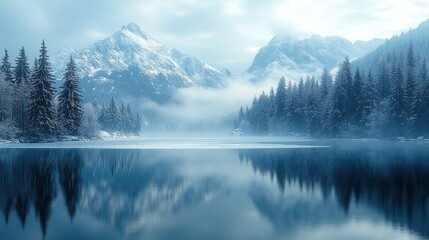 Fototapeta premium Serene Winter Mountain Lake
