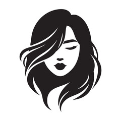 Beautiful, girl face vector, girl hairstyle, hairstyle vector, Silhouette Vector Illustration on White Background