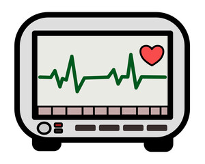 EKG medical hospital monitor equipment displaying healthy heart rate vector flat isolated illustration on white background