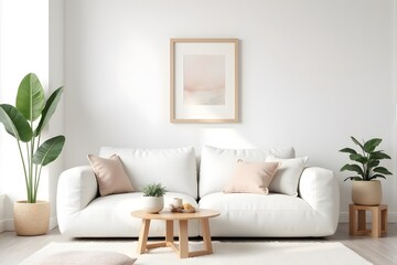 Light living room interior in a Scandinavian style.