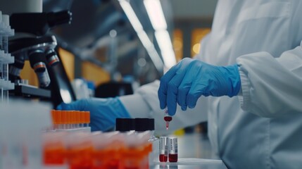 Lab technician preparing a blood sample for diagnostic testing, highlighting precision and attention to detail in early disease detection