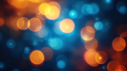 Obraz premium Abstract blue and orange bokeh background with blurred lights.