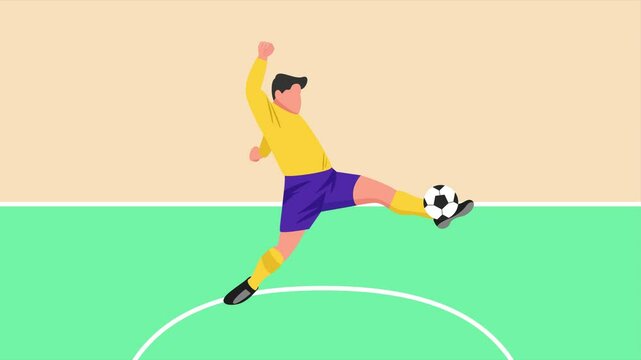 Animated video Futsal sports. Sports concept. Full length animation illustration. High quality 4k footage