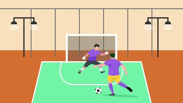 Animated video Futsal sports. Sports concept. Full length animation illustration. High quality 4k footage