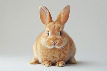 Fototapeta premium Close-up of a cute brown rabbit with large ears and soft fur, perfect for Easter, nature, and animal-themed designs.