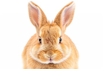 Fototapeta premium Close-up of a cute brown rabbit with large ears and soft fur, perfect for Easter, nature, and animal-themed designs.