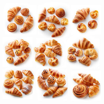 aliment, isol&eacute;, bonbon, croissant, viennoiseries, pain au chocolat, , blanc, dessert, pain, biscuit, g&acirc;teau, collection, brun, casse-cro&ucirc;te, biscuit, d&eacute;licieux, boulangerie, d&eacute;licieux, biscuit, croiss