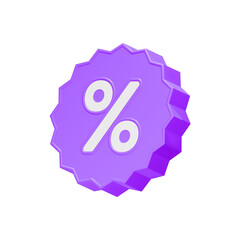 percent tag label 3d blue color