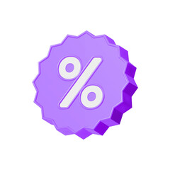 percent tag label 3d blue color